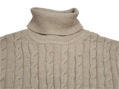 Baby Alpaca Cable Knit Turtleneck Beige - Unisex