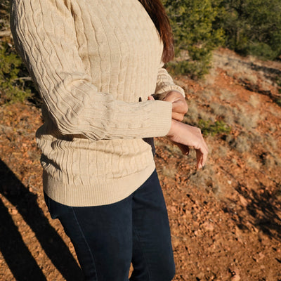 Baby Alpaca Turtleneck | Unisex Cable Knit | Beige Alpaca Sweater