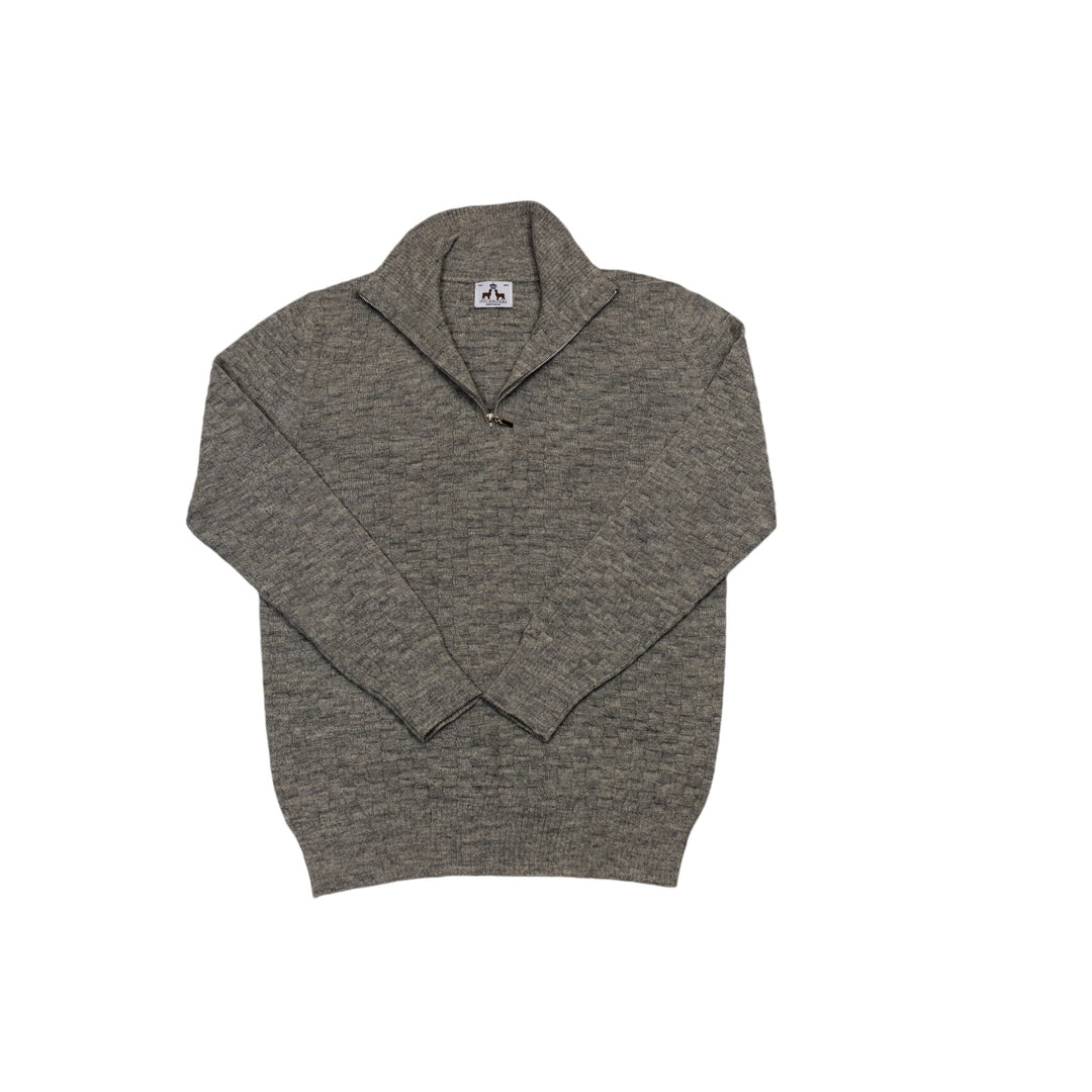 Alpaca Basketweave Knit | Unisex Quarter Zip | Soft Alpaca Sweater