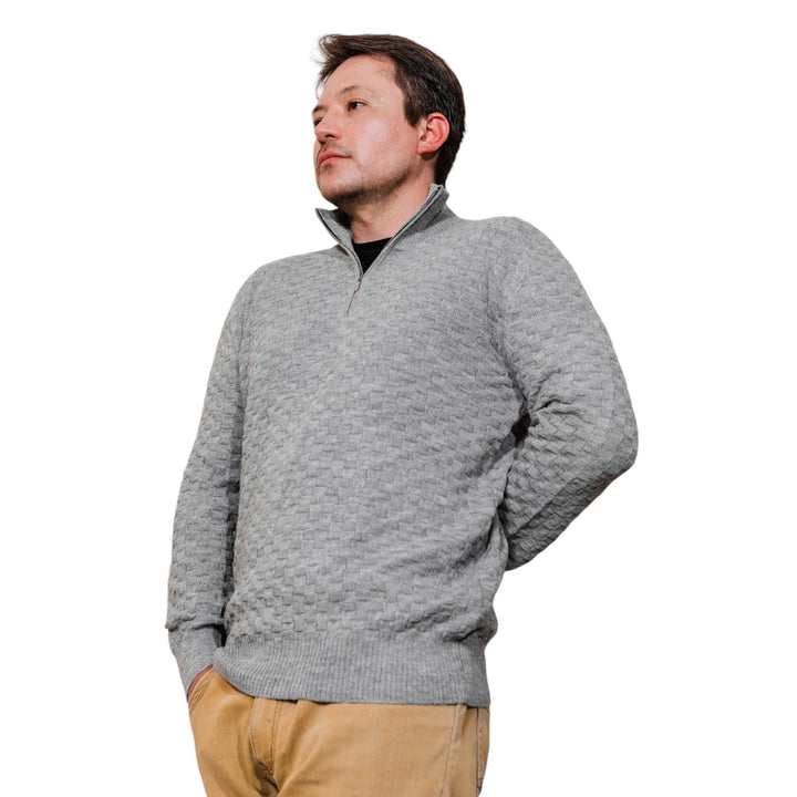 Alpaca Basketweave Knit | Unisex Quarter Zip | Soft Alpaca Sweater