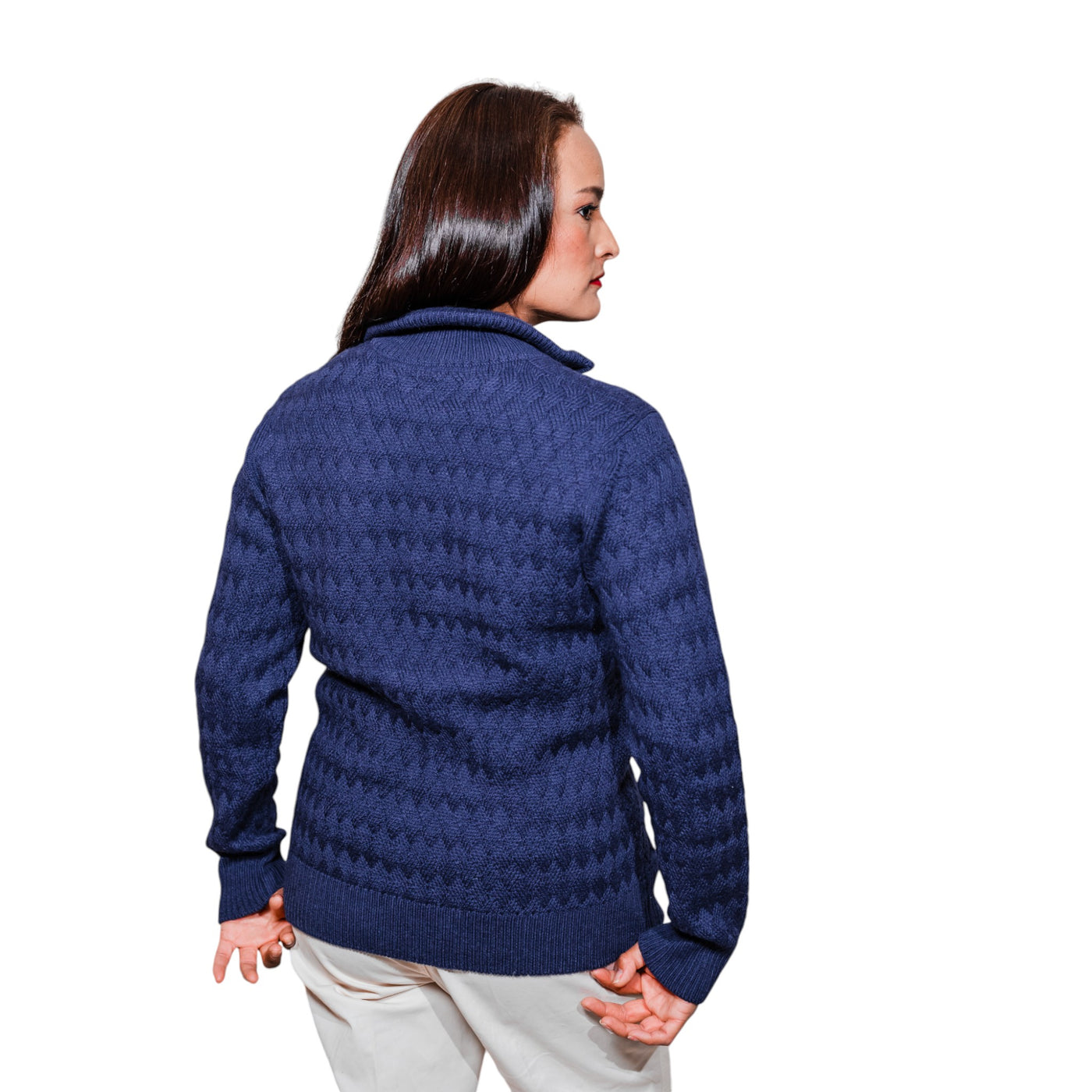 Unisex Alpaca Basketweave Full Zip Sweater