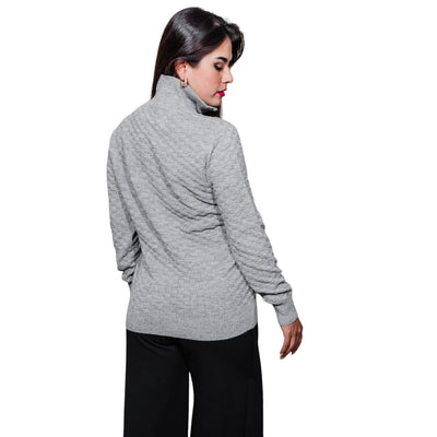 Unisex Alpaca Basketweave Quarter Zip Sweater