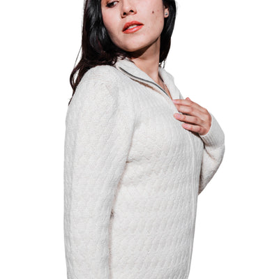 Unisex Alpaca Basketweave Full Zip Sweater