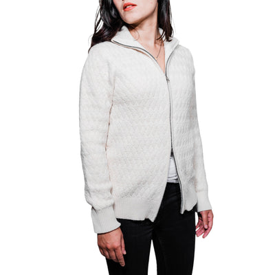 Unisex Alpaca Basketweave Full Zip Sweater