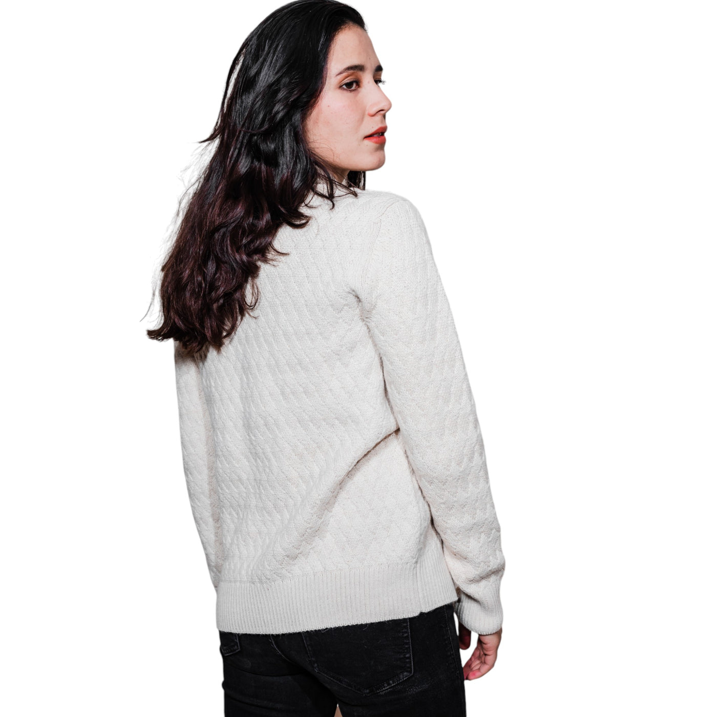 Unisex Alpaca Basketweave Full Zip Sweater