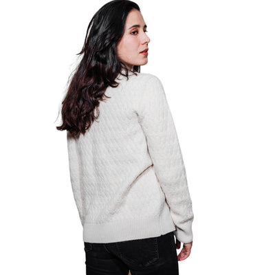 Unisex Alpaca Basketweave Full Zip Sweater