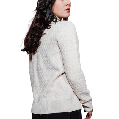 Unisex Alpaca Basketweave Full Zip Sweater